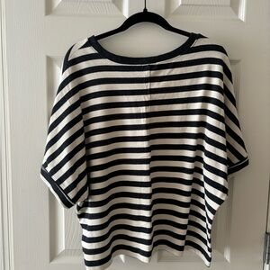 Rag Poets Blue And White Oversized Striped Tshirt